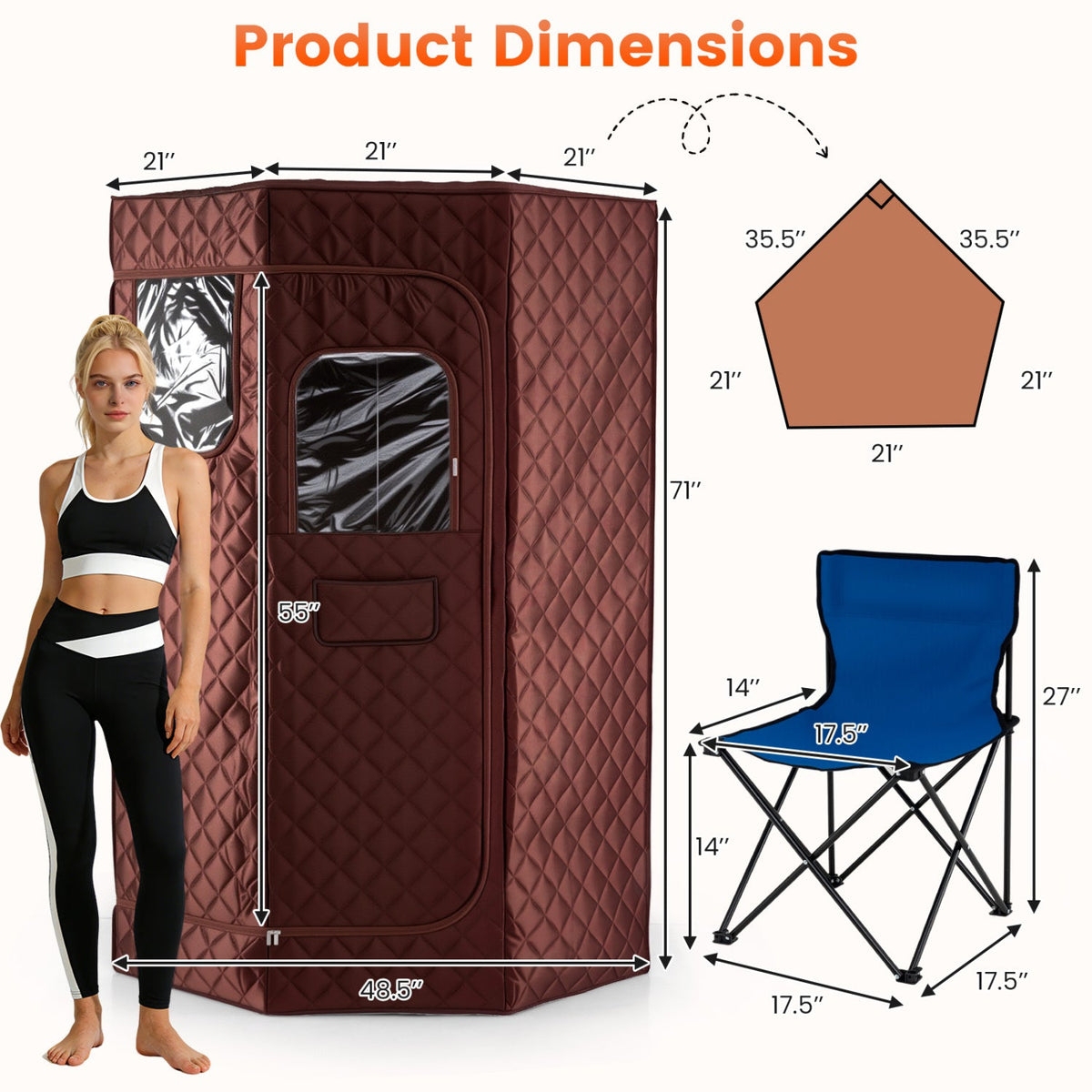 Portable Steam Sauna Tent – 800W Steamer, 3L Tank & Adjustable Temperature Control