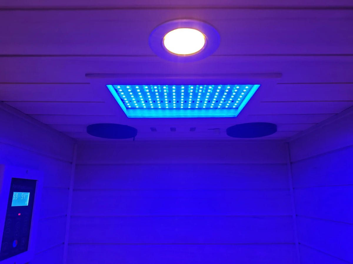 Wizzisaunas 909MX Panoramic Infrared Sauna – Smart App Control & 270° Glass Design