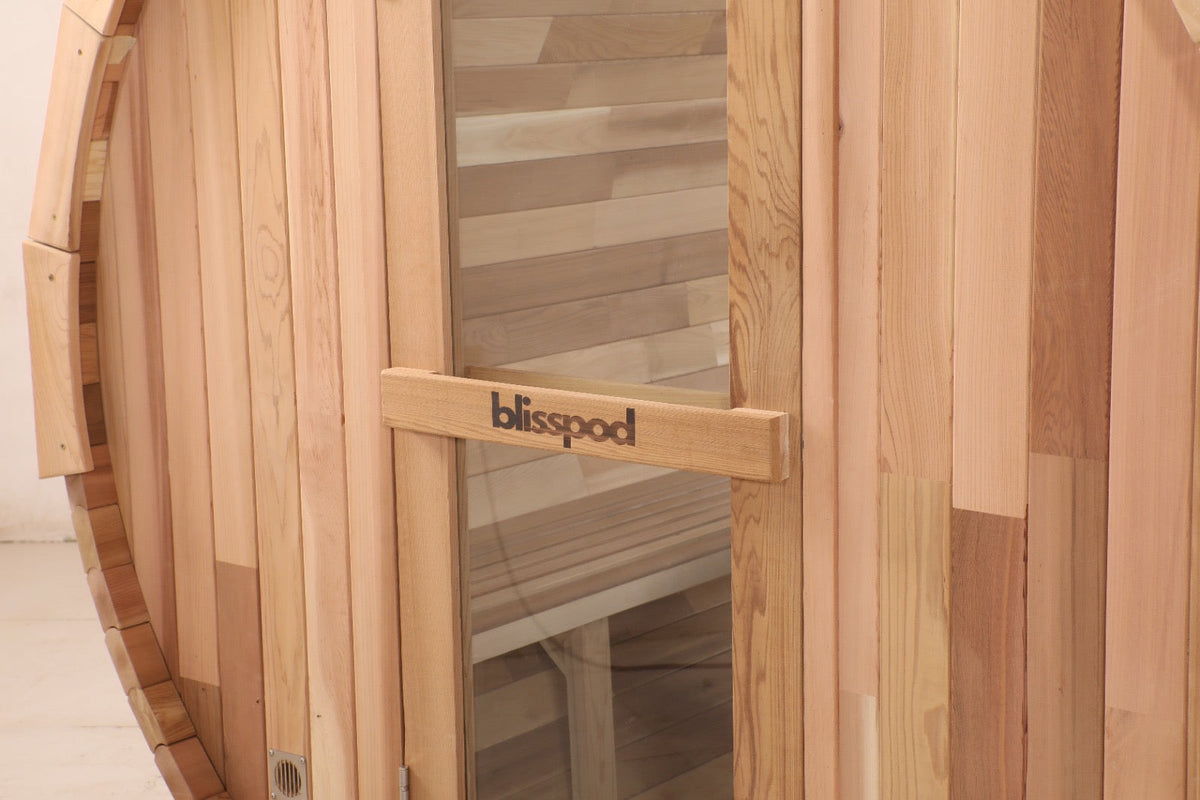 Blisspod Prague Series Outdoor Barrel Sauna – Canadian Red Cedar with Panoramic Glass & 6000W Heater