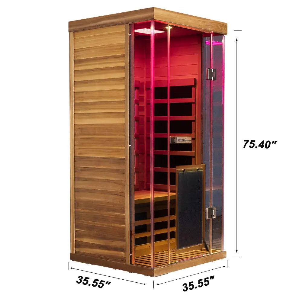 SR01 1-Person Far Infrared Sauna – Canadian Red Cedar, Bluetooth Audio & LED Lighting