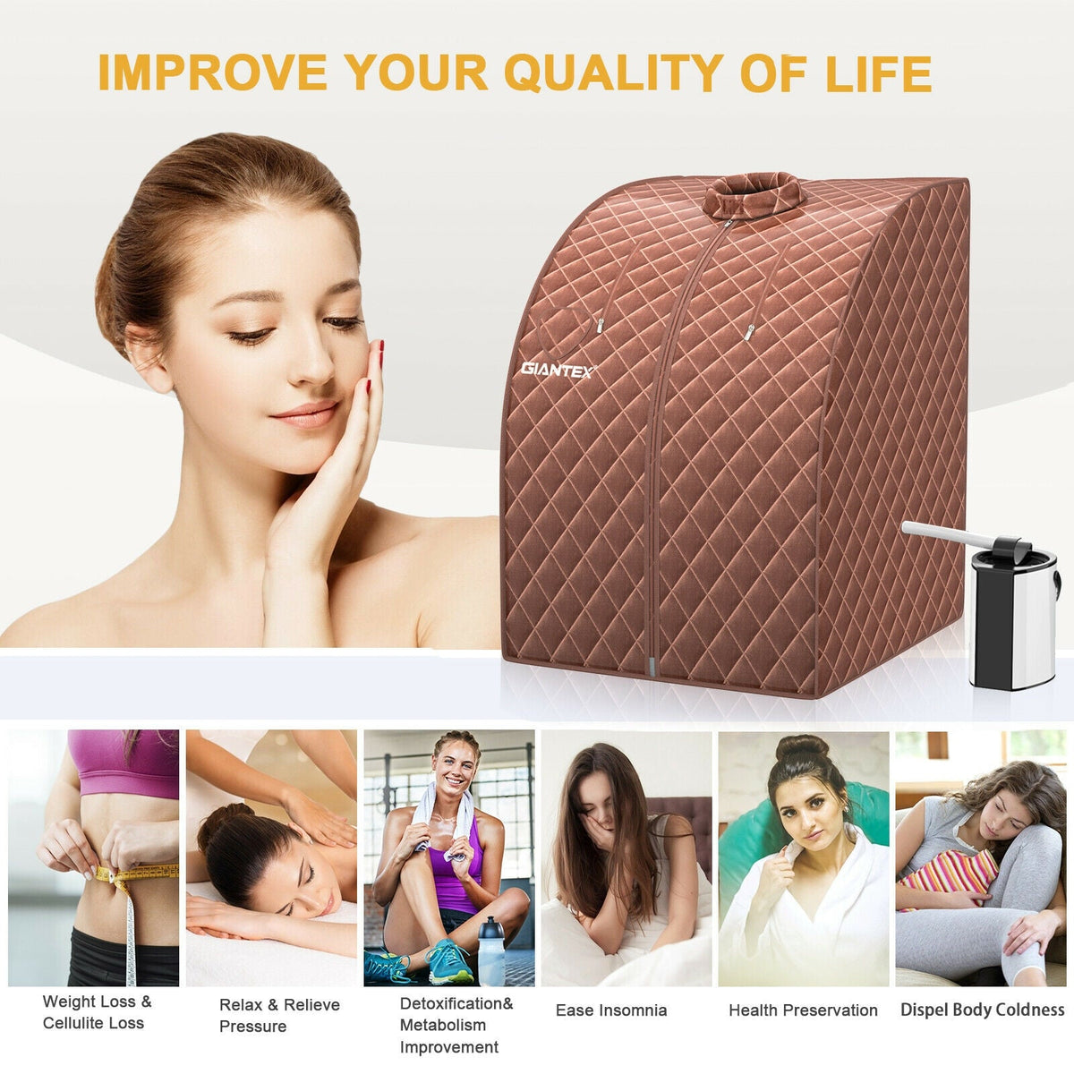 Portable Steam Sauna Tent – 800W Steamer, Remote Control & Foot Massage Roller