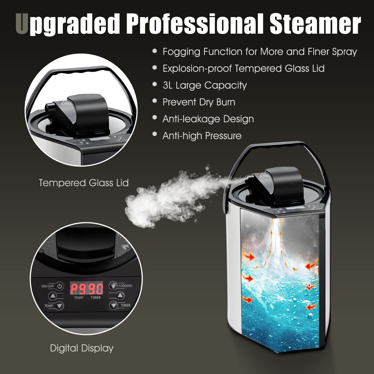 800W Portable Steam Sauna Tent – 3L Stainless Steel Steamer with Adjustable Controls