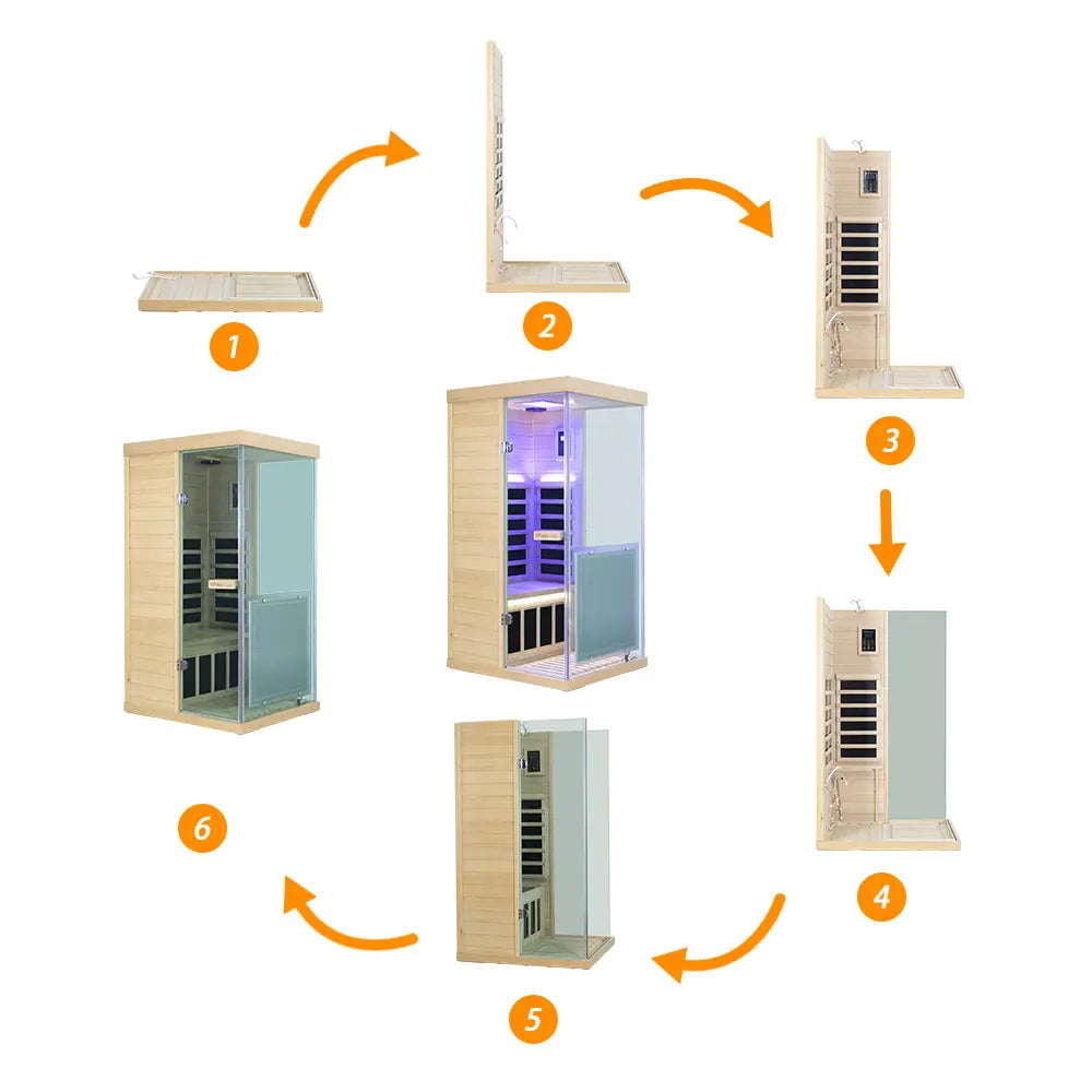 Wizzisaunas 909MX Panoramic Infrared Sauna – Smart App Control & 270° Glass Design