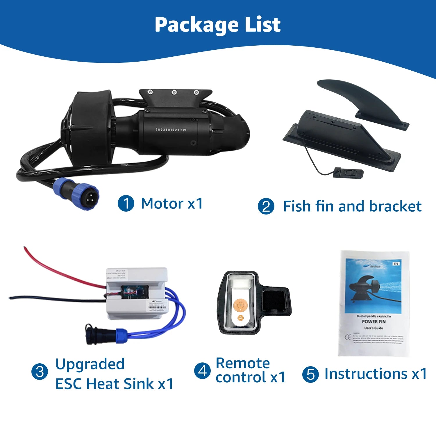 Underwater Thruster Electric Fin Motor for Fishing SUP Paddle Board Surfboard POWER FIN Remote Control Kayak Thruster