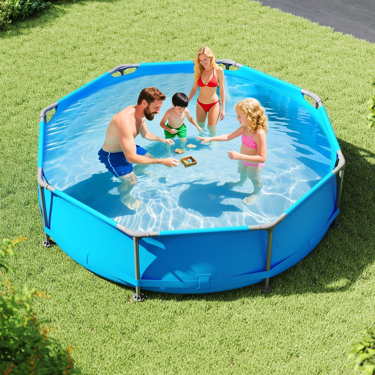 690/978/1158/1617 Gal Outdoor Family Swimming Pool with Metal Frame - Aloha Swim Wellness