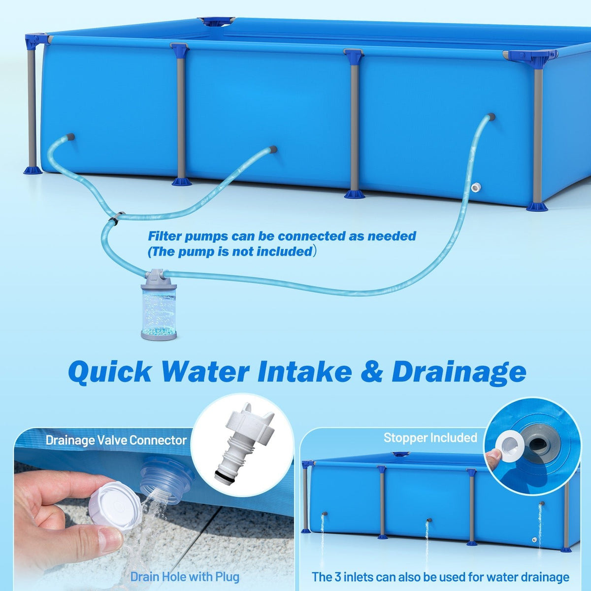 690/978/1158/1617 Gal Outdoor Family Swimming Pool with Metal Frame - Aloha Swim Wellness