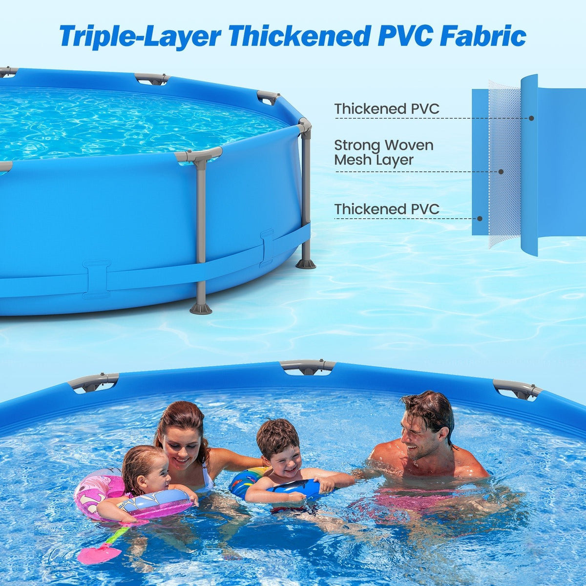 690/978/1158/1617 Gal Outdoor Family Swimming Pool with Metal Frame - Aloha Swim Wellness