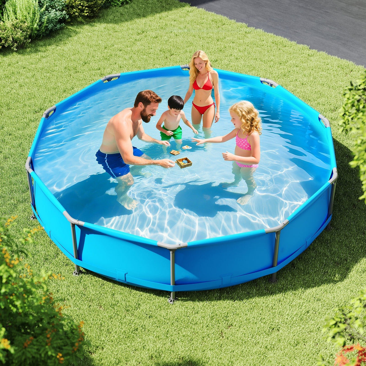 690/978/1158/1617 Gal Outdoor Family Swimming Pool with Metal Frame - Aloha Swim Wellness