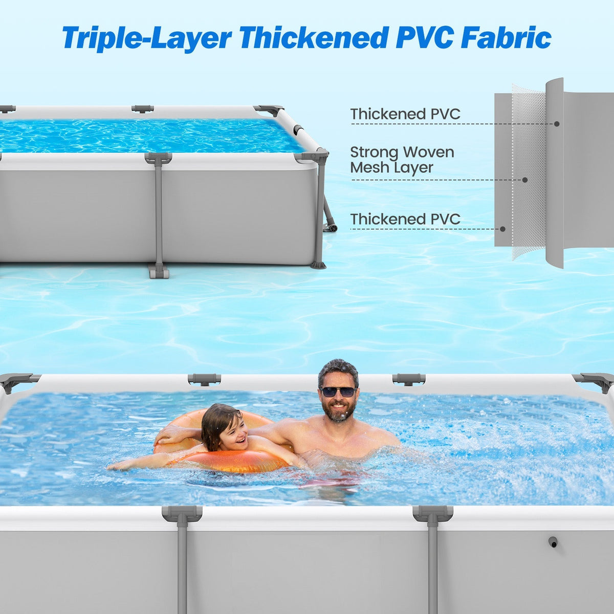 690/978/1158/1617 Gal Outdoor Family Swimming Pool with Metal Frame - Aloha Swim Wellness