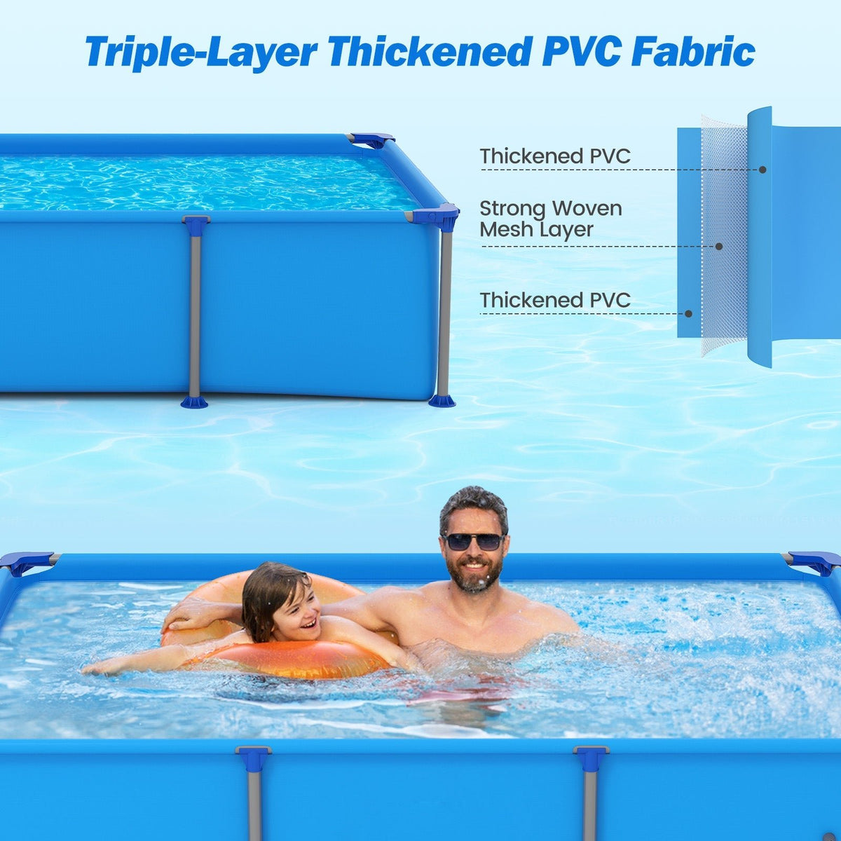 690/978/1158/1617 Gal Outdoor Family Swimming Pool with Metal Frame - Aloha Swim Wellness