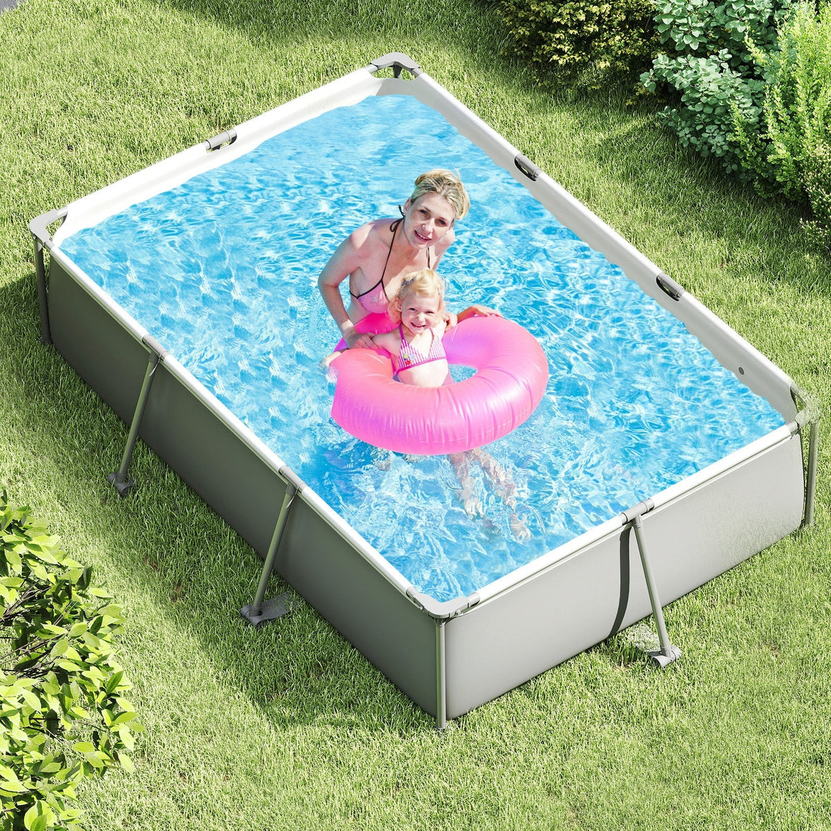 690/978/1158/1617 Gal Outdoor Family Swimming Pool with Metal Frame - Aloha Swim Wellness