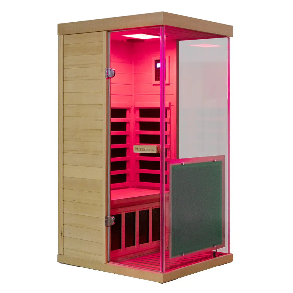 Wizzisaunas 909MX Panoramic Infrared Sauna – Smart App Control & 270° Glass Design