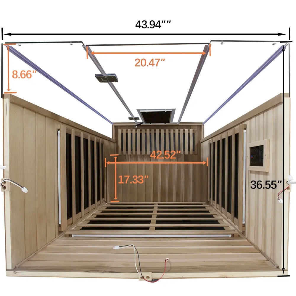 SR02 2-Person Red Cedar Infrared Sauna – Carbon Heating, LED Lighting & Bluetooth Audio