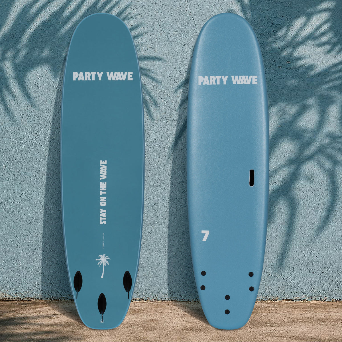 7' Party Wave Soft Top Surfboard – 53L Foam Board with Fins - Aloha Swim Wellness