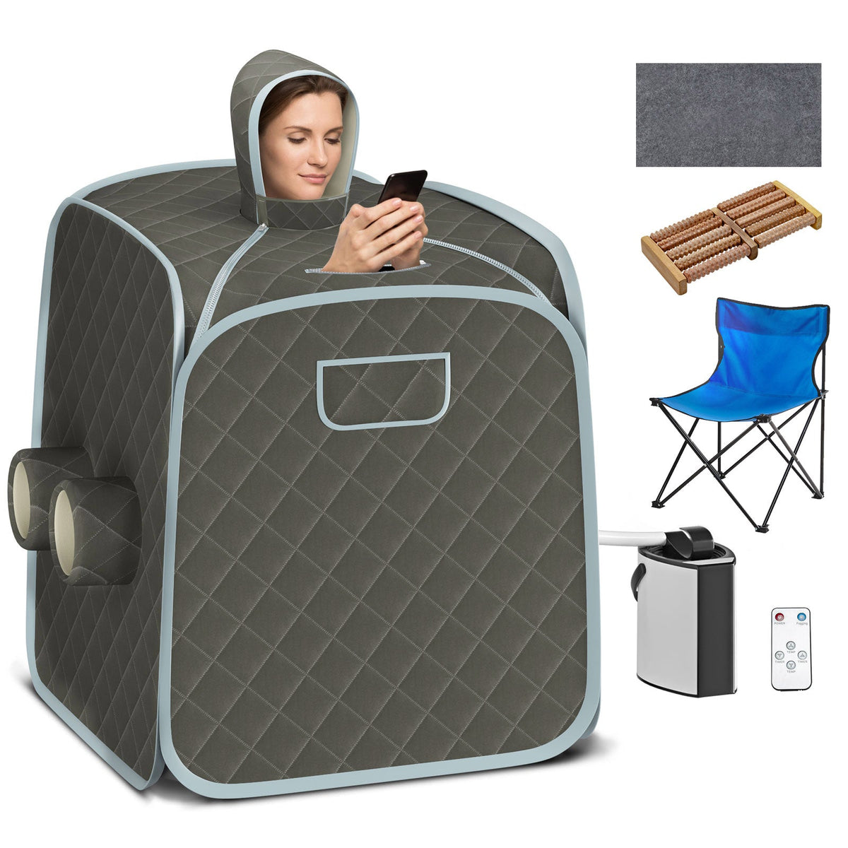 800W Portable Steam Sauna Tent – 3L Stainless Steel Steamer with Adjustable Controls