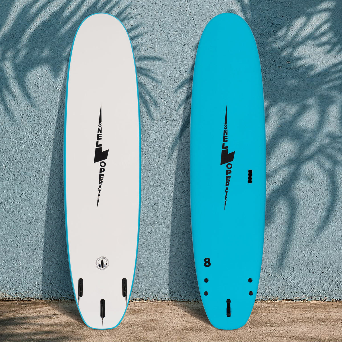 8' Swell Operator Soft Top Surfboard – 66L Foam Board with Fins