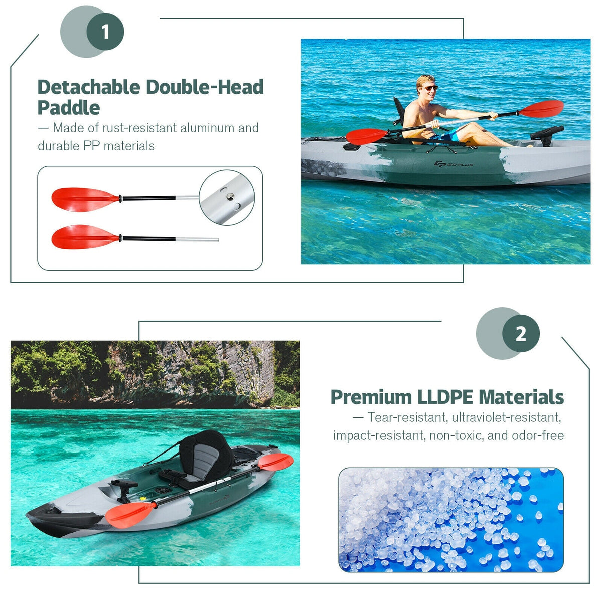 Sit-on-Top Fishing Kayak – Stable V-Chine Hull with Rod Holders & Storage