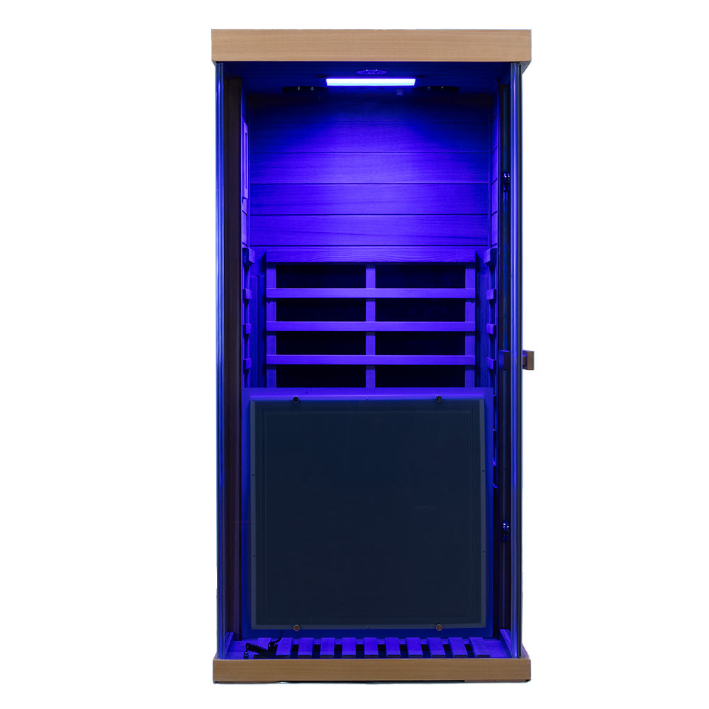 Wizzisaunas 909MX Panoramic Infrared Sauna – Smart App Control & 270° Glass Design