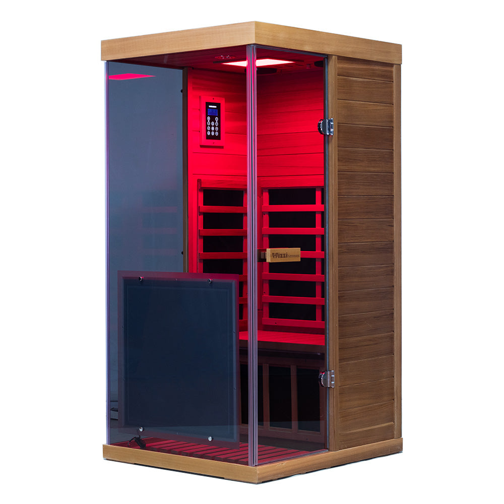 Wizzisaunas 909MX Panoramic Infrared Sauna – Smart App Control & 270° Glass Design