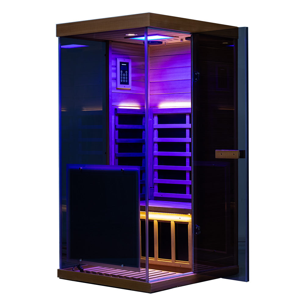 Wizzisaunas 909MX Panoramic Infrared Sauna – Smart App Control & 270° Glass Design