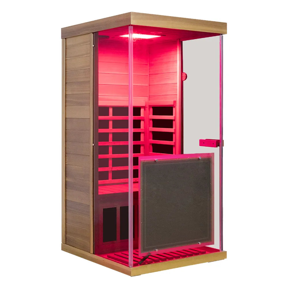 Wizzisaunas 909MX Panoramic Infrared Sauna – Smart App Control & 270° Glass Design