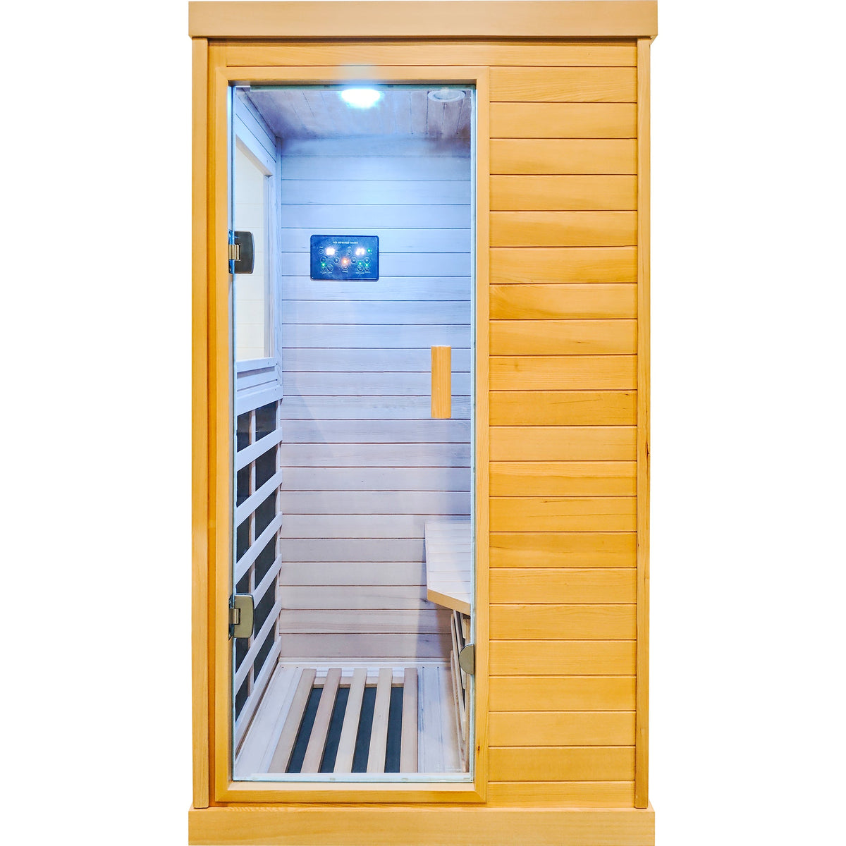 Single-Person Infrared Sauna – Hemlock Wood, 1200W Heating & Bluetooth Audio