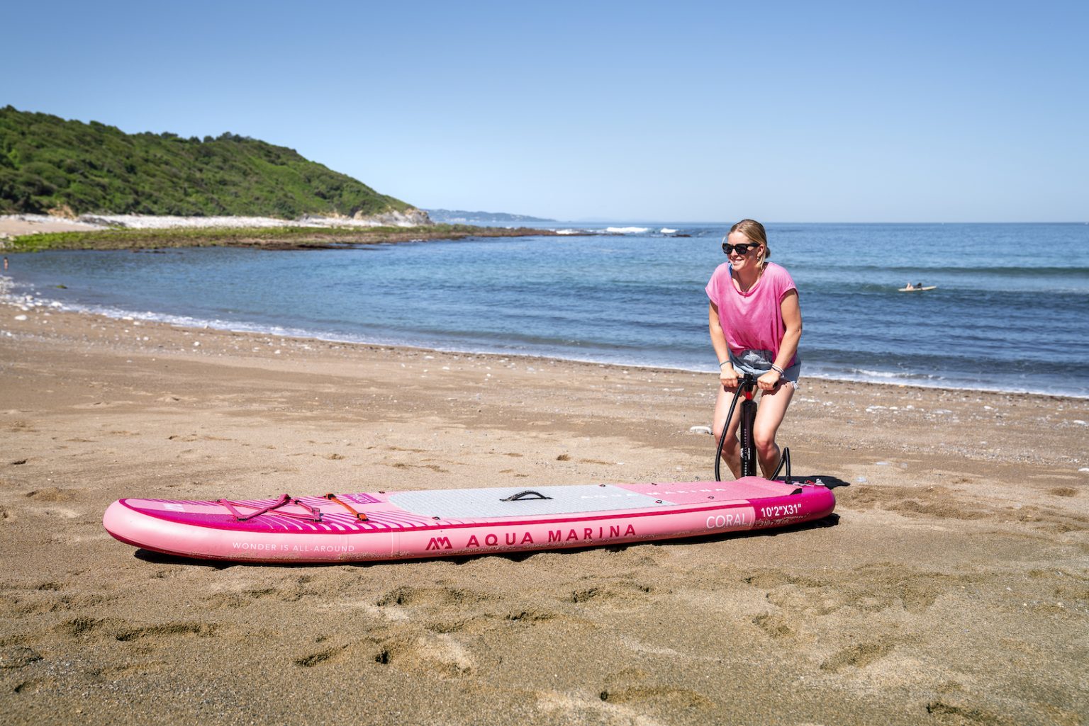 Coral (Raspberry) Advanced All-around iSUP (3.1m/12cm) With Carbon/Fiberglass Hybrid PASTEL Paddle, Coil Leash And Carry Strap