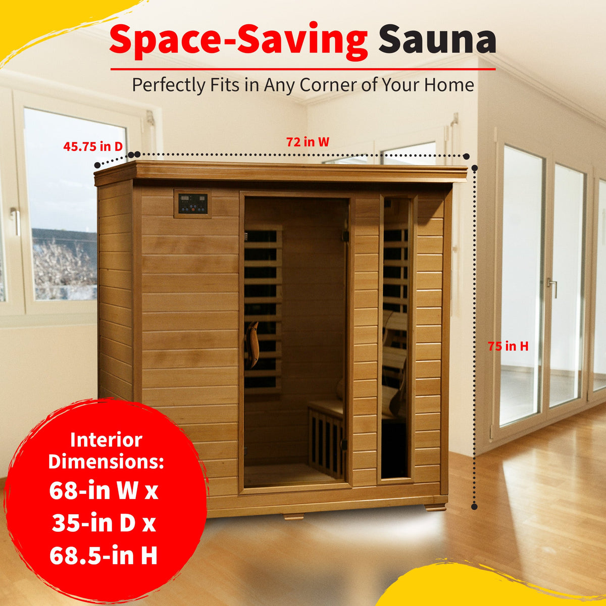 HeatWave SA2418 Monticello 4-Person Infrared Sauna – Canadian Hemlock