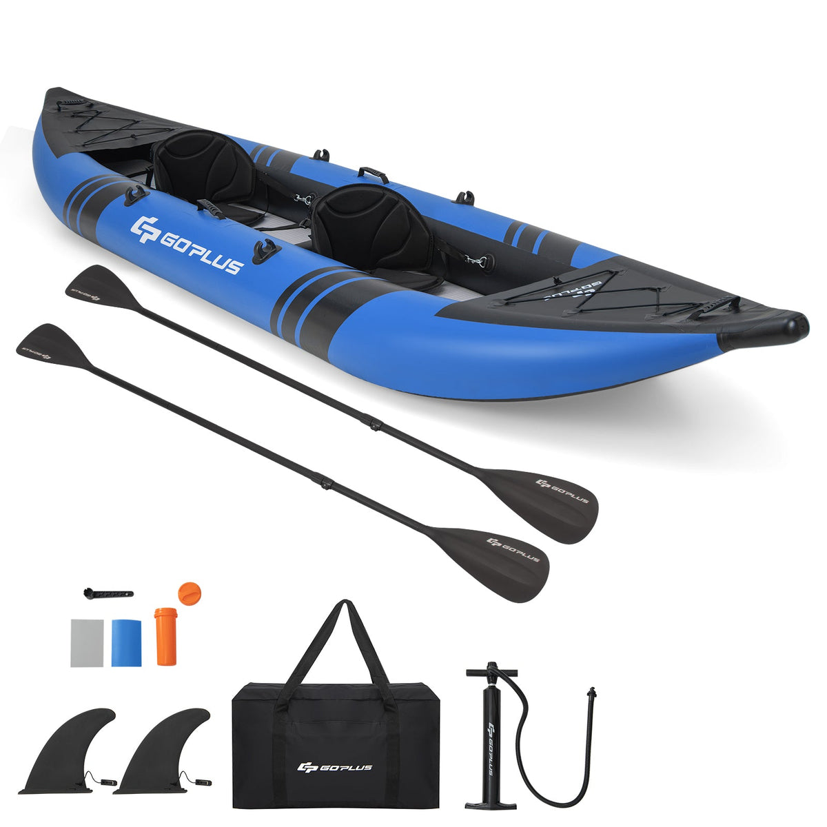 Inflatable 2-Person Kayak Set – 3-Chamber Tandem Kayak with Aluminum Oars & Repair Kit