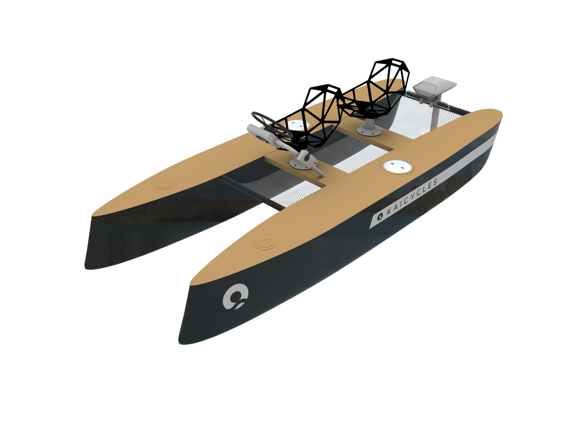 Two-Person Eco Catamaran – Fiberglass Recreational Boat with Optional Electric Motor