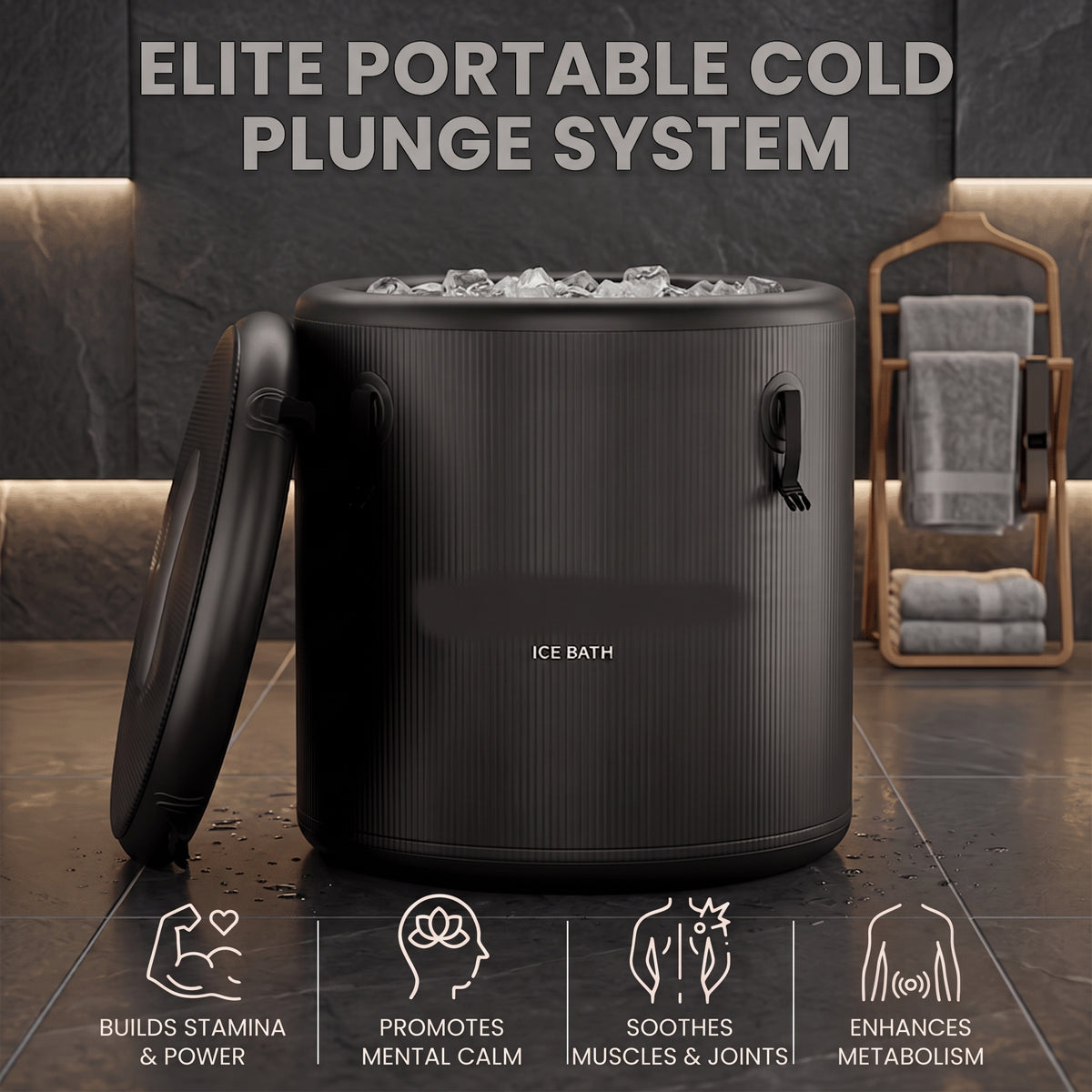 Pro Elite Recovery Pod – Inflatable Cold Plunge Tub with Insulated Lid & Chiller Compatibility