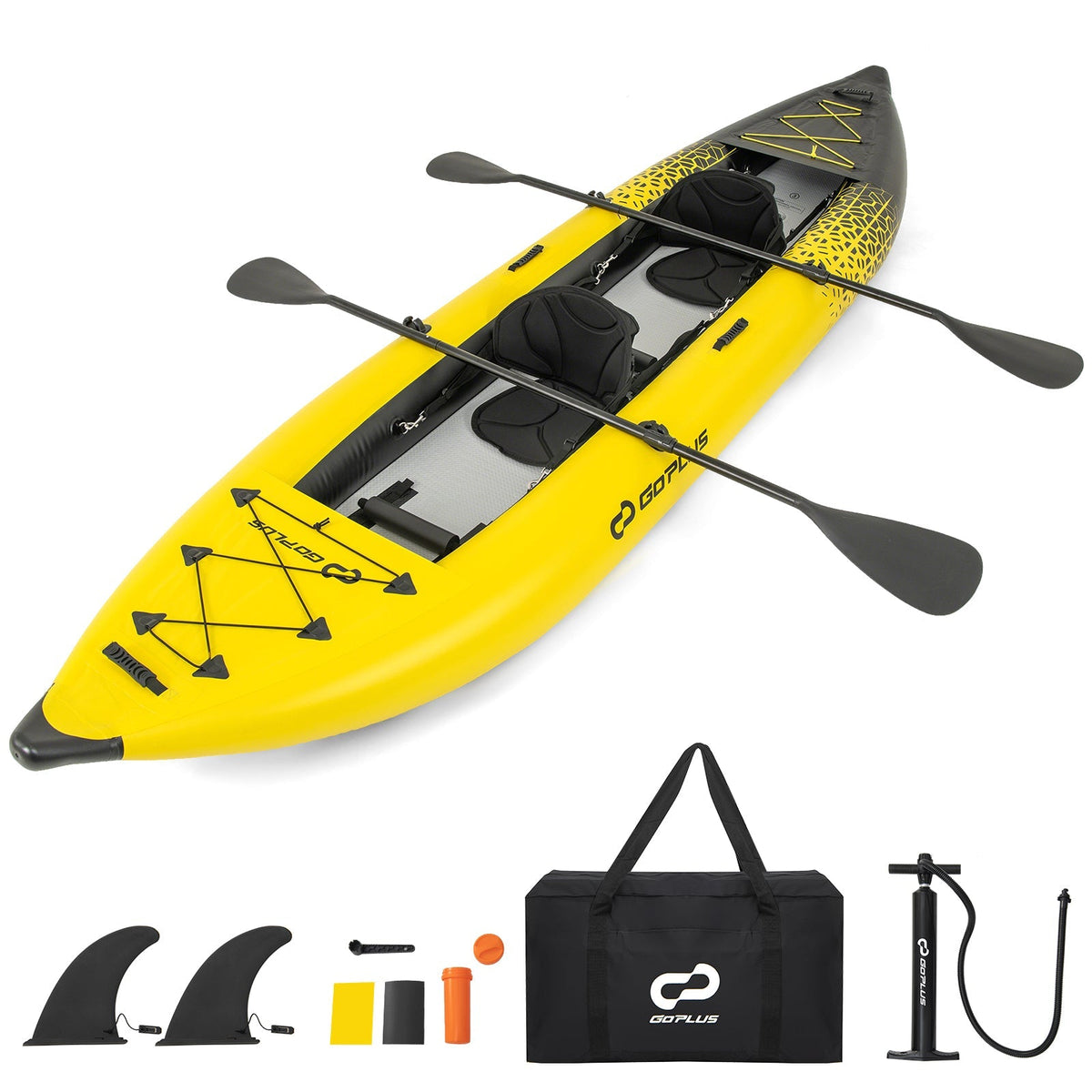 2-Person Inflatable Kayak Set – 3-Chamber Design with Aluminum Oars & Repair Kit