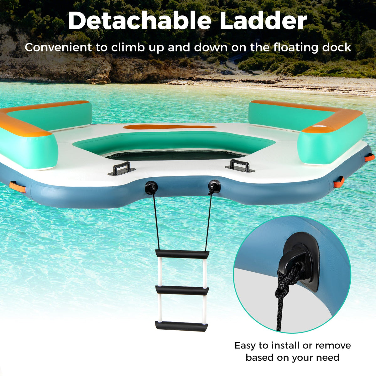 8.7-Foot Inflatable Floating Dock – 660 lb Capacity with Swim Lounge & Accessories