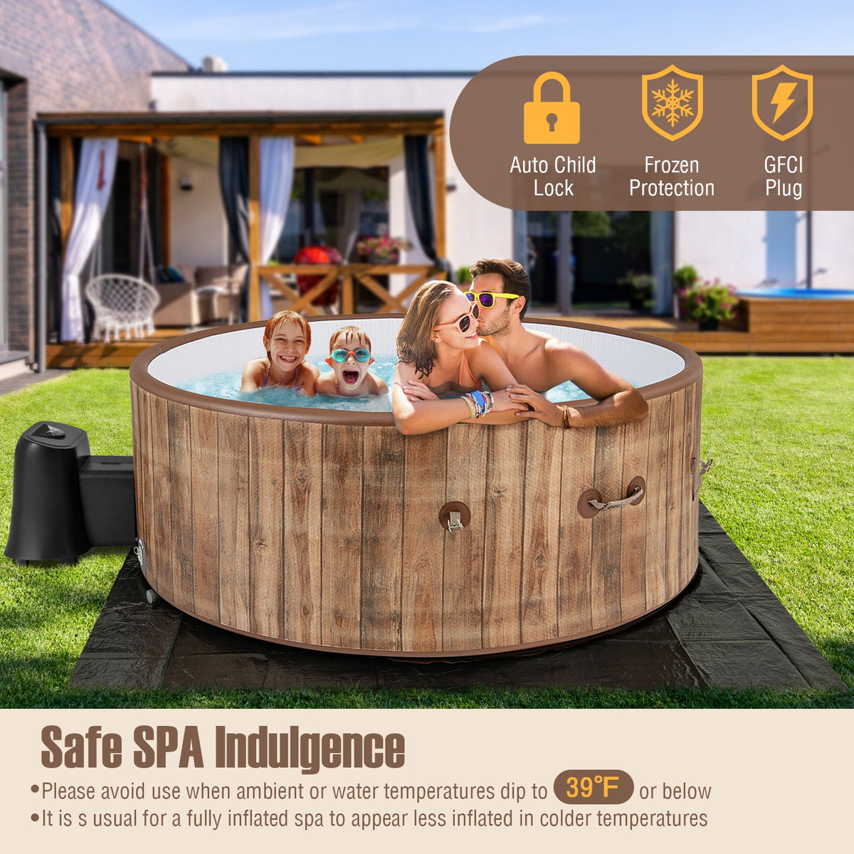 Portable Inflatable Bubble Spa – 120 Air Jets, 1200W Heating & Smart Temperature Control