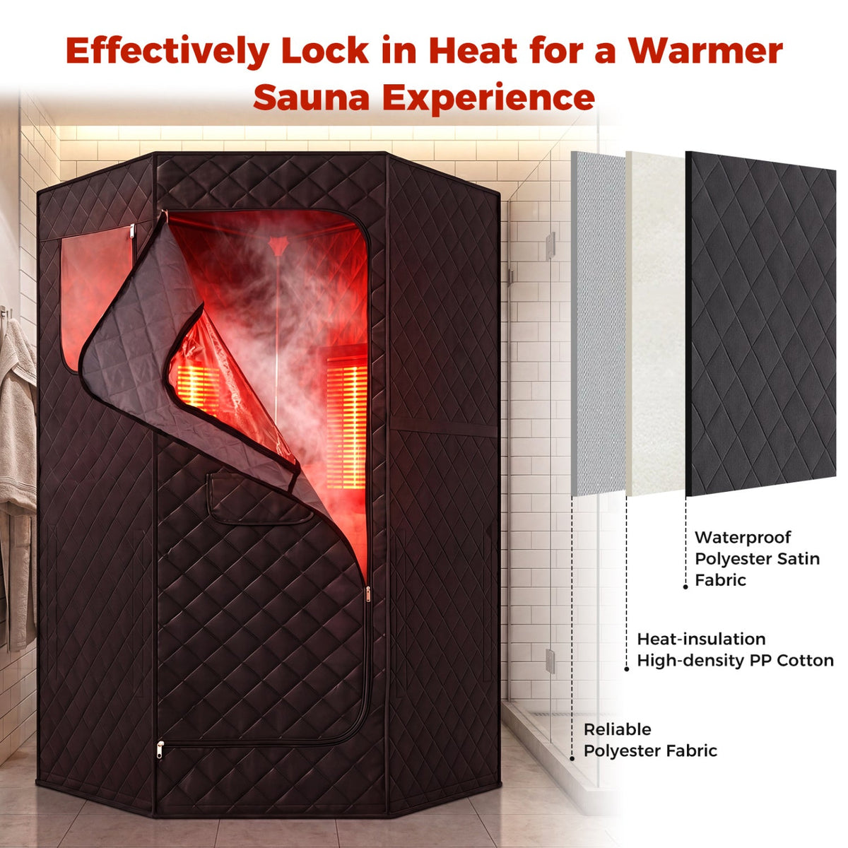 Portable Far-Infrared Sauna Tent – Carbon Heaters, Heated Foot Pad & Adjustable Controls