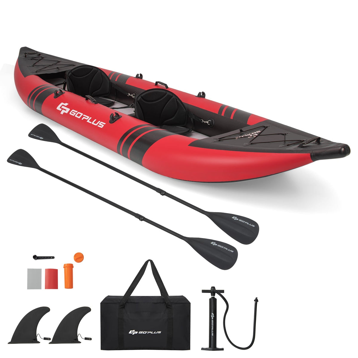 2-Person Inflatable Kayak Set – 3-Chamber Design with Aluminum Oars & Repair Kit