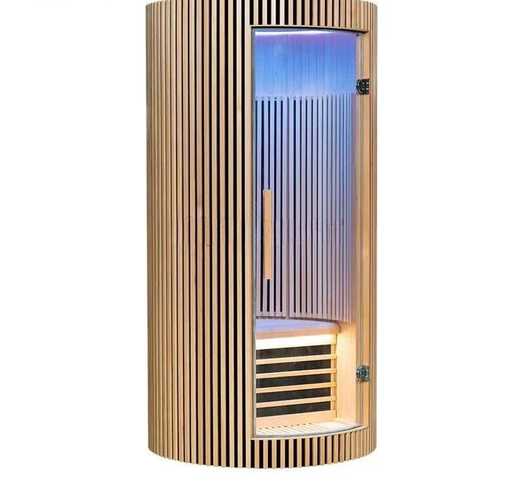One-Person Indoor Dome Sauna – Solid Wood Cabin with Digital Controls & USB Port