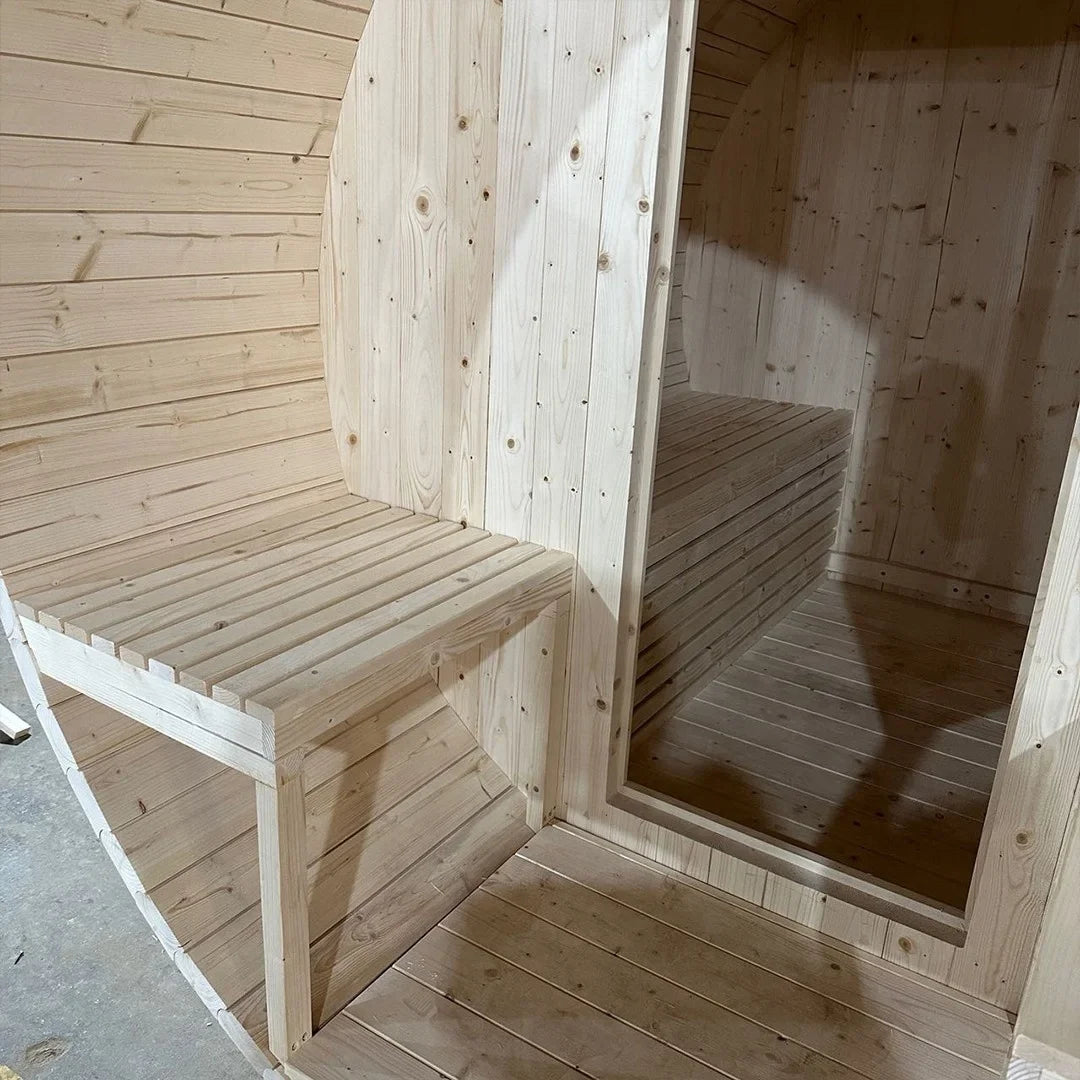 Red Cedar Barrel Outdoor Sauna – 2–4 Person Outdoor Sauna with Tempered Glass