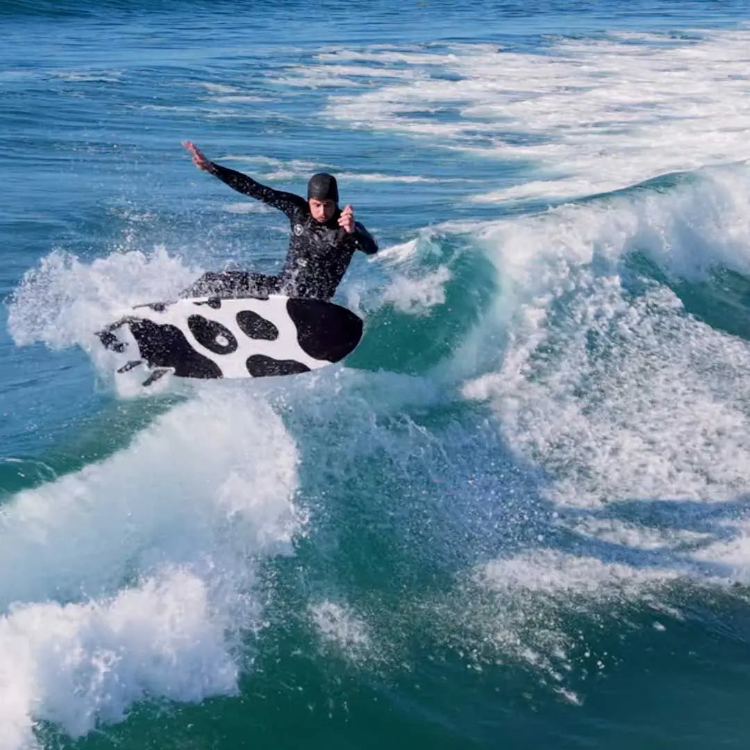 Stevie’s Favorite Surfboard – Balanced Volume & Maneuverability in Cow Print or White