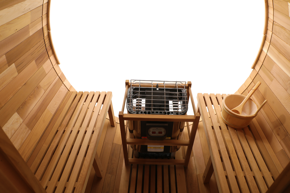 Blisspod Prague Series Outdoor Barrel Sauna – Canadian Red Cedar with Panoramic Glass & 6000W Heater