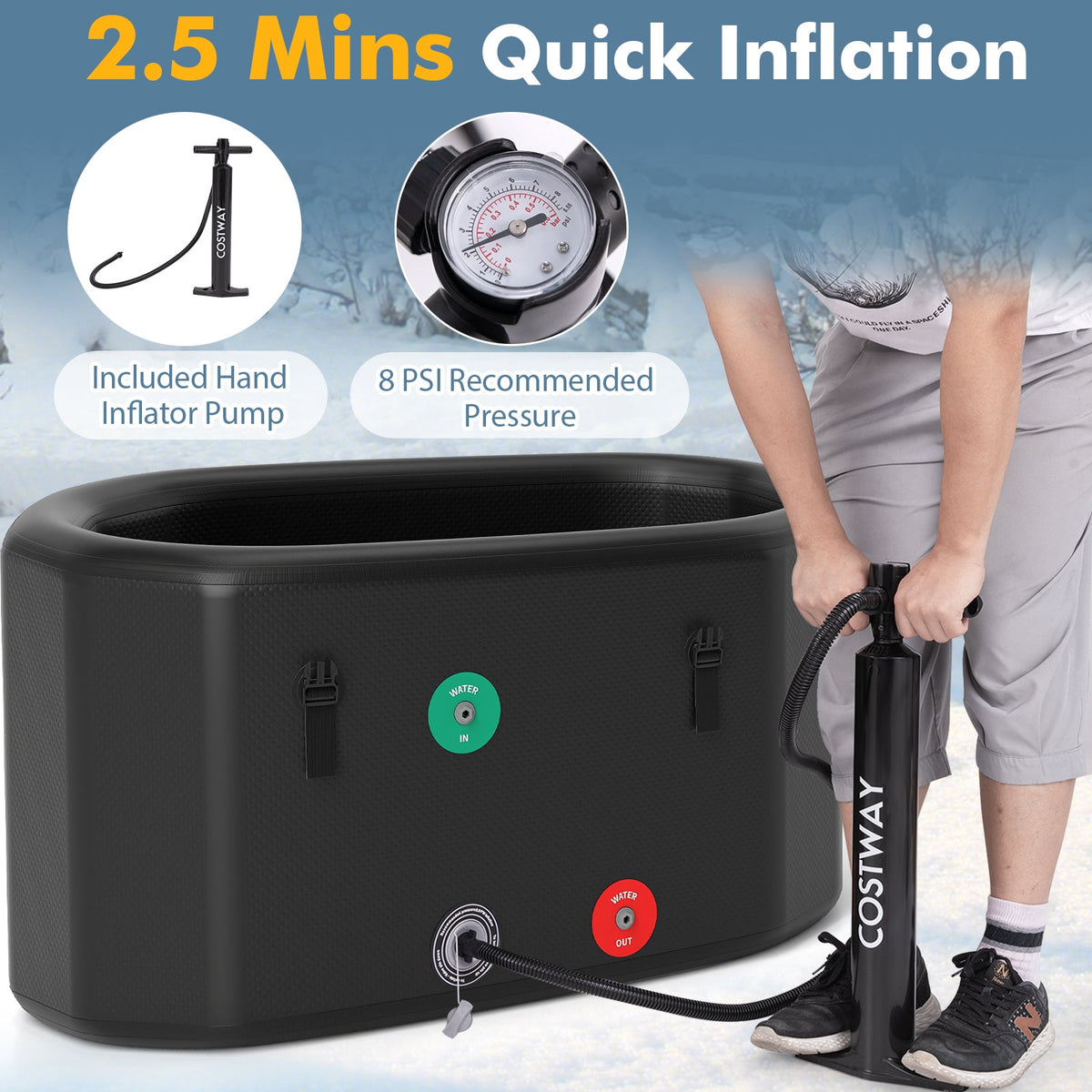 XL 129-Gallon Oval Ice Bath Tub – Portable Insulated Cold Plunge