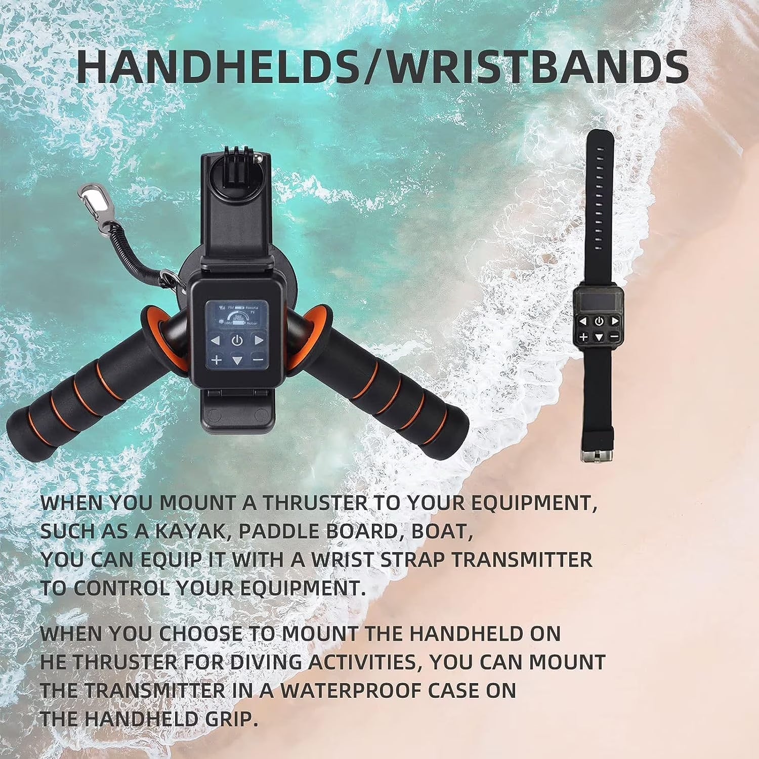 Underwater Scooter 500W RC Sup Motor 10-Speed Switch, 40M Depth Swimming Pool Sea Scooter for Jet Surfboard, 30M Waterproof Bag