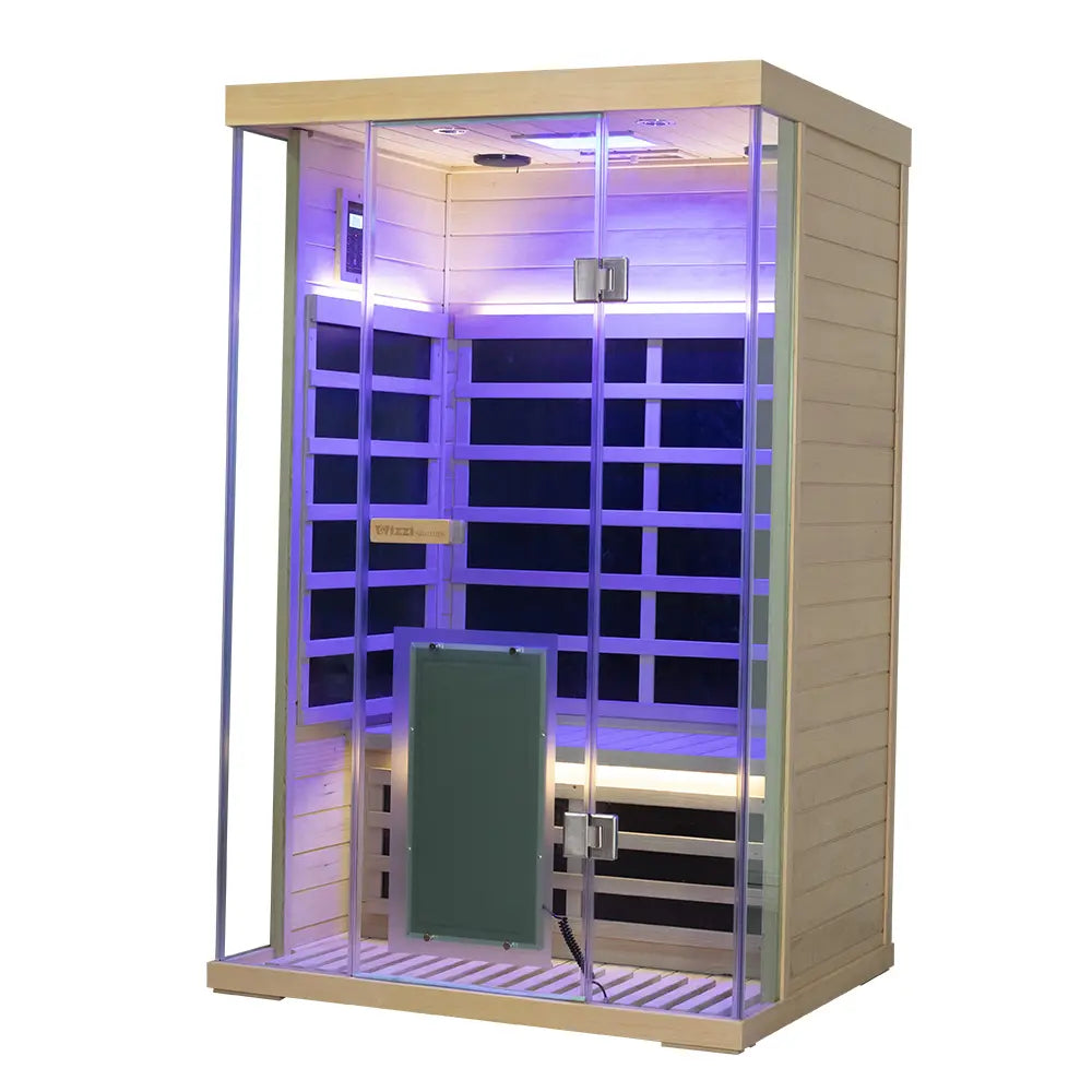 Wizzisaunas SH02 2-Person Infrared Sauna – Hemlock Wood, Smart App & Red Light Therapy