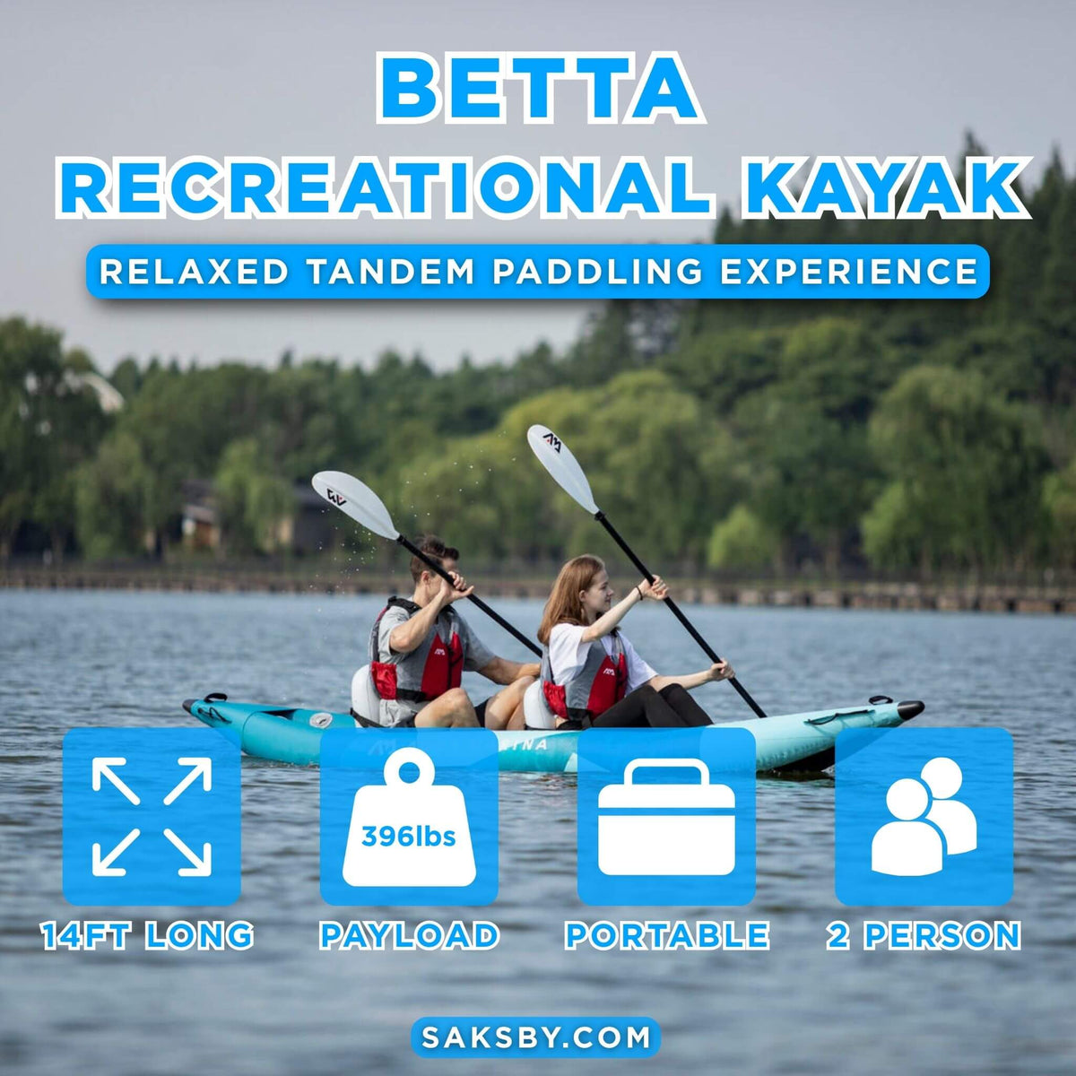 Aqua Marina BETTA BE-412 14-Foot Tandem Kayak - Aloha Swim Wellness