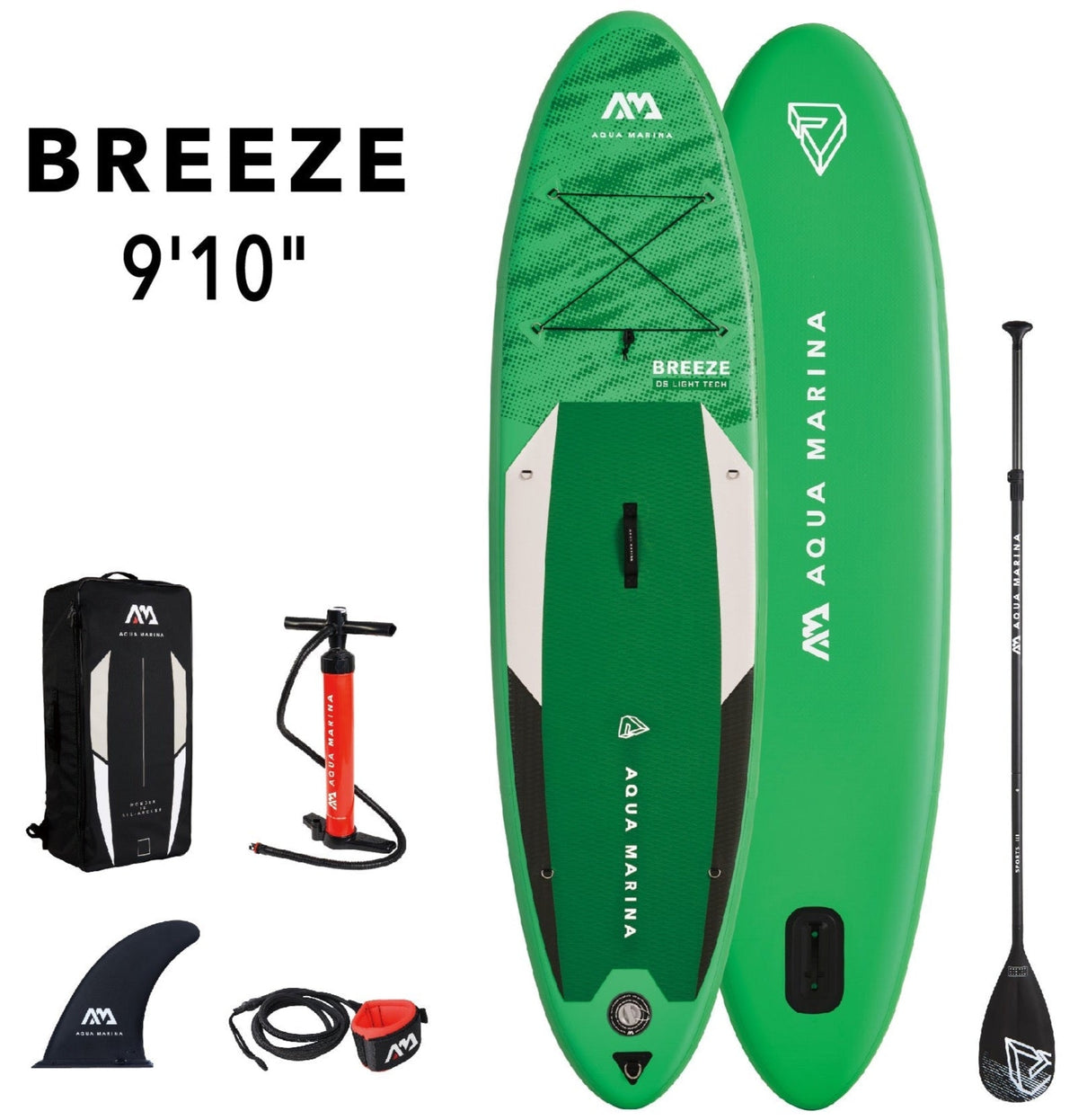 Aqua Marina Breeze 9'10" All-Around Inflatable SUP – 220L Portable Paddle Board - Aloha Swim Wellness