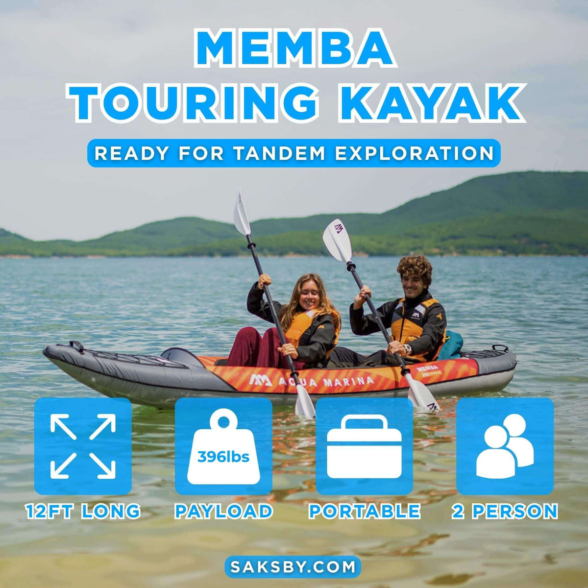 Aqua Marina MEMBA 390 12-Foot Inflatable Touring Kayak - Aloha Swim Wellness