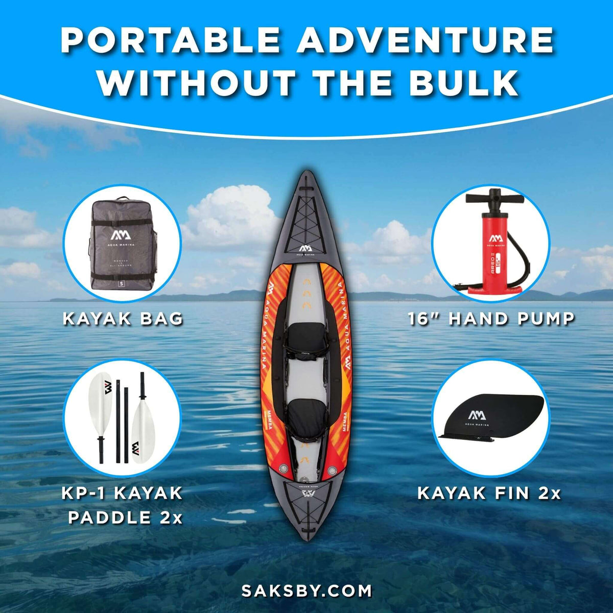 Aqua Marina MEMBA 390 12-Foot Inflatable Touring Kayak - Aloha Swim Wellness