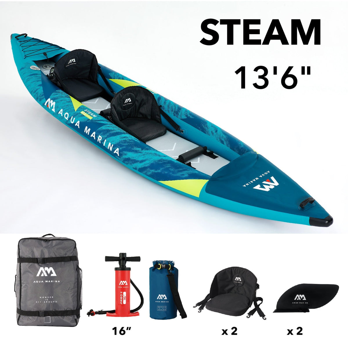 Aqua Marina Steam 13'6" Inflatable Kayak – Premium Touring & Whitewater Performance - Aloha Swim Wellness
