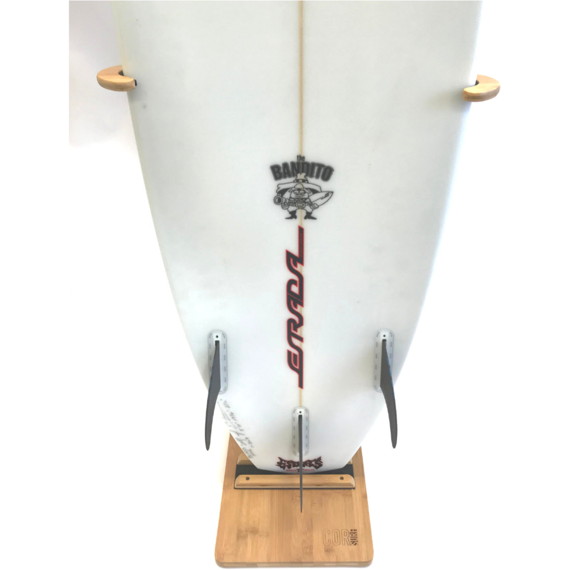 Adjustable Bamboo Surfboard Display Stand – Eco-Friendly Wooden Board Rack