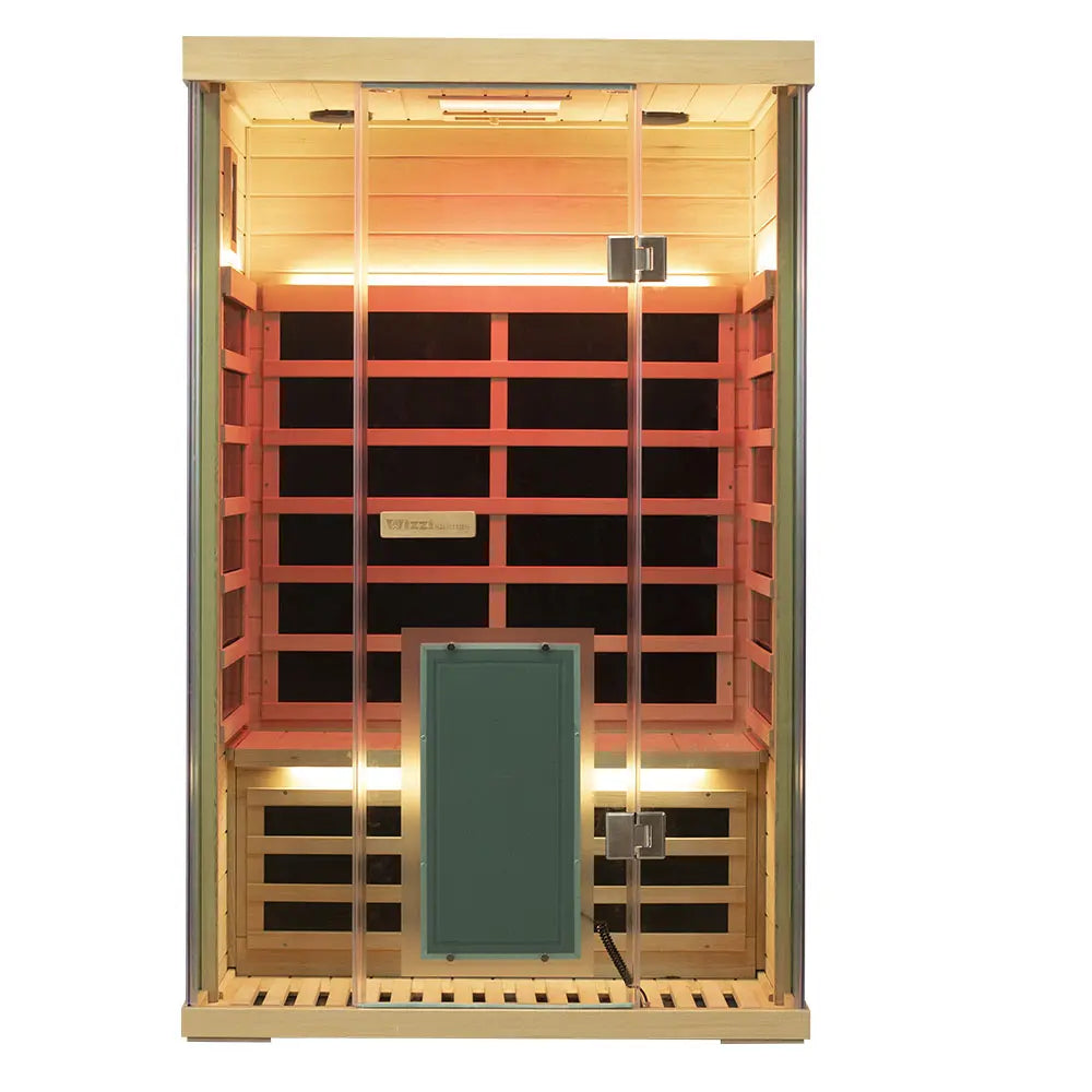 Wizzisaunas SH02 2-Person Infrared Sauna – Hemlock Wood, Smart App & Red Light Therapy